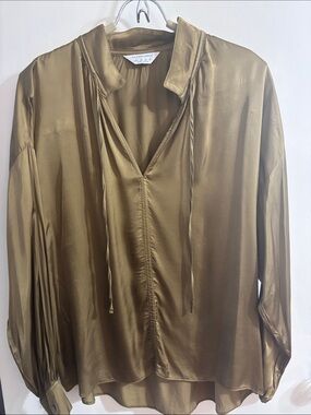 Primark Edit Olive Green Satin Blouse
